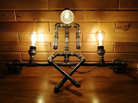 Vintage el yapımı endüstriyel lambası, Robot Duvar Apliği 