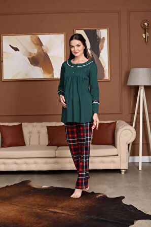 BirolGaye Bone Club 5710 Kadife Hamile Lohusa 3 Lü Pijama Sabahlık Tk