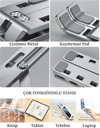 Laptop Yükseltici Stand Ayarlanabilir Macbook Notebook Tablet Altlık Metal Dizüstü Bilgisayar Tutucu