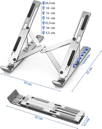 Laptop Yükseltici Stand Ayarlanabilir Macbook Notebook Tablet Altlık Metal Dizüstü Bilgisayar Tutucu