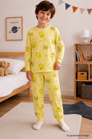 Erkek Çocuk Yeni Sezon Pamuklu Desenli Pijama Takım TKM1022