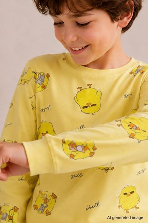 Erkek Çocuk Yeni Sezon Pamuklu Desenli Pijama Takım TKM1022