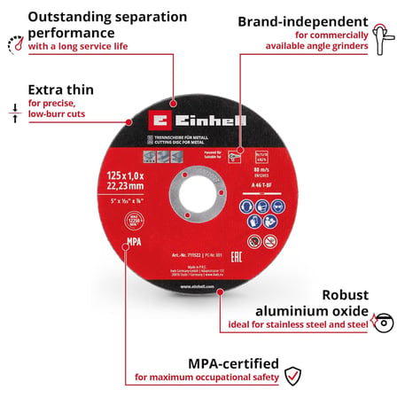 İnox kesici disk 125x1,0 mm 5 adet - 49711522