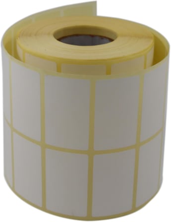 Kuşe Etiket 50mm x 30mm Ruloda 3000 Adet Yan Yana 2 li 40mm Kuka Çapında Barkod Yazıcı Etiketi