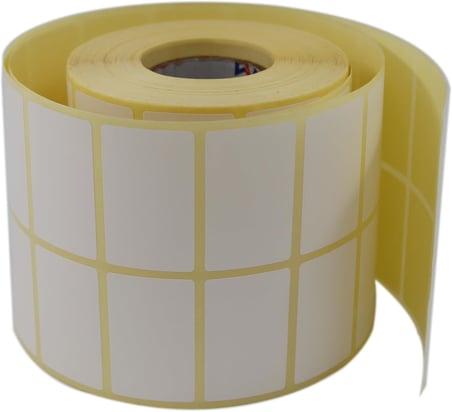 Kuşe Etiket 50mm x 30mm Ruloda 3000 Adet Yan Yana 2 li 40mm Kuka Çapında Barkod Yazıcı Etiketi