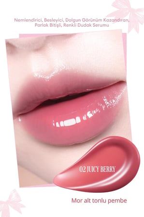 CLIO Dolgun Görünüm Kazandıran, Parlak, Besleyici Renkli Dudak Serumu Glaze Lip Serum 02 Juicy Berry