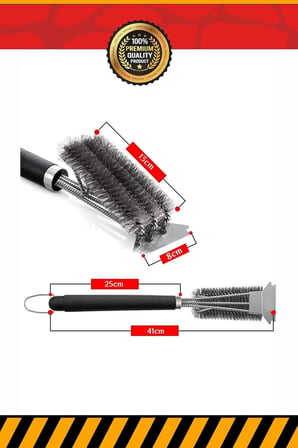 Mangal Izgara Barbekü Temizleme Fırçası Kazıyıcı - 41 cm, Dayanıklı Sap, 360° Temizlik