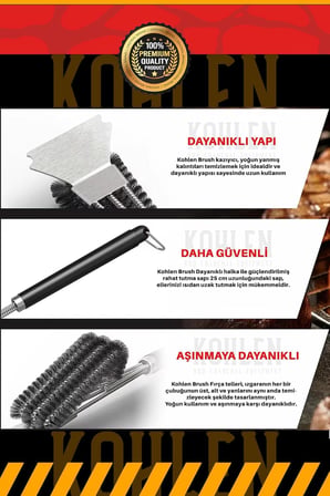 Mangal Izgara Barbekü Temizleme Fırçası Kazıyıcı - 41 cm, Dayanıklı Sap, 360° Temizlik