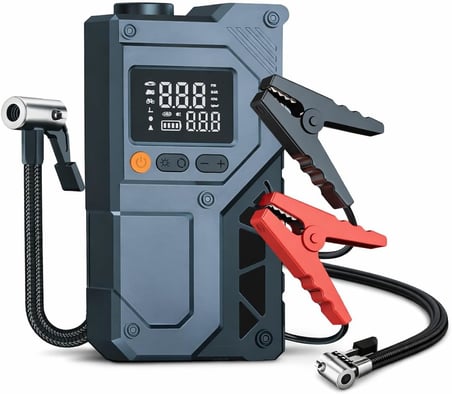 12000mAh Akü Takviye ve Lastik Şişirme Kompresörü – 4’ü 1 Arada Jump Starter, 150 PSI Dijital Hava Pompası, Powerbank, LED Fener, Taşınabilir Araç Akü Takviye Cihazı CS 70 Plus Max