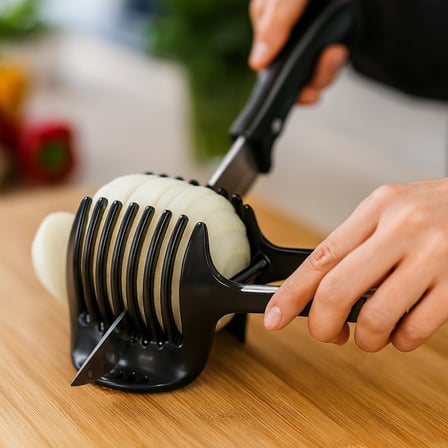 Çok Amaçlı Sebze ve Meyve Kesme Aparatı – Döküm Gövdeli Dilimleme Yardımcısı, Kaymaz Tutma Kolu ile Pratik Kesici