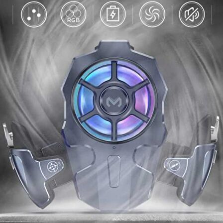 Coofbe Ayarlanabilir RGB Işıklı 400Mah Bataryalı Telefon Soğutucu Ayarlanabilir Joystick Tetik Gamepad