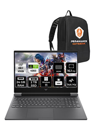 HP Victus 16 i7 14700HX 24GB RAM 2TB SSD RTX4060/8GB 144Hz 16.1'' FHD W11P Gaming Laptop & PER4 ÇANTA
