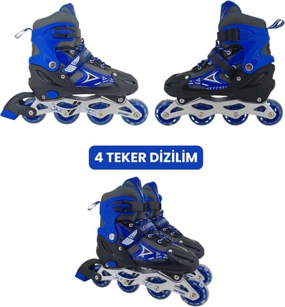 VR1 - Metal 2+2 Işıklı 3in1 Ayarlanabilir Çocuk Pateni 2+1+1/2+2 Silikon Tekerli Uç Korumalı