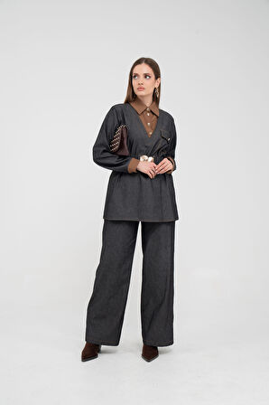 Tokalı Kemer Detaylı Çift Parça Kadın Takım 1755