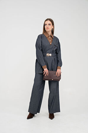 Tokalı Kemer Detaylı Çift Parça Kadın Takım 1755