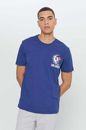 Standart Fit Normal Kesim %100 Pamuk Baskılı Bisiklet Yaka Tişört