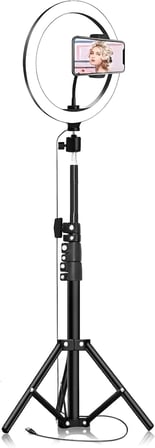 Ring Light 26cm Halka Işık + Tripod Ayak – Bluetooth Uzaktan Kumandalı – 3 Işık Modu &amp; 10 Parlaklık Seviyesi – USB Bağlantılı Telefon Tutuculu Fotoğraf ve Video Çekim Işığı (RİNG)