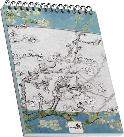 Almond Blossoms, Van Gogh 1890, A4 Eskiz Defter II, Çizgisiz, 50 Sayfa, 100 gram, Beyaz Renk, Spiralli, Sketchbook