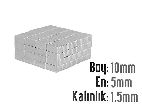 Neodyum Mıknatıs Köşeli  10x5mm , Kalınlık 1.5 mm (10 Adet)