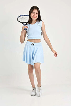 Şort Etekli Crop Body Sıfır Kol Sporcu Takım (RYBYisv5pf)