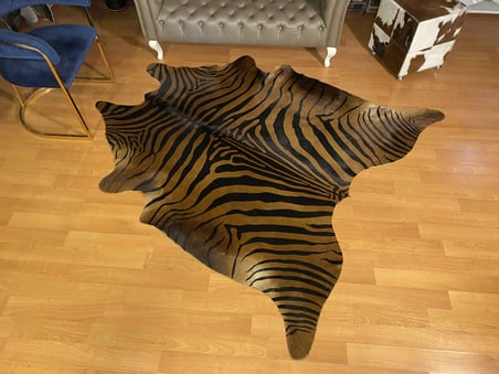 HAKİKİ DERİ DANA POSTU - KAHVE ZEBRA BASKILI - 195 x 220 - 2261101000001