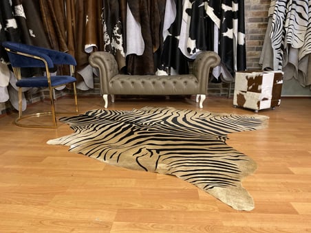 HAKİKİ DERİ DANA POSTU KAHVE ZEBRA BASKILI 195 x 220 cm - 2261101000012