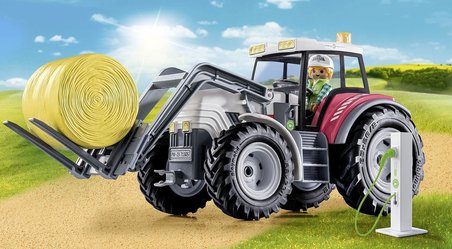 Country 71305 Büyük Traktör, Elektrikli Traktör, Katlanır Çatılı ve Elektrik Şarj Istasyonu, 4 Yaşından Büyük Çocuklar İçin Oyuncak