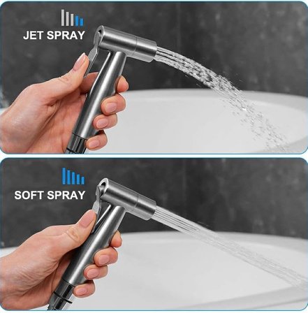 Paslanmaz Çelik Tuvalet Musluk Lavabo Bide Seti Kademeli Jet Püskürtme Spiral Hortum Kolay Montaj