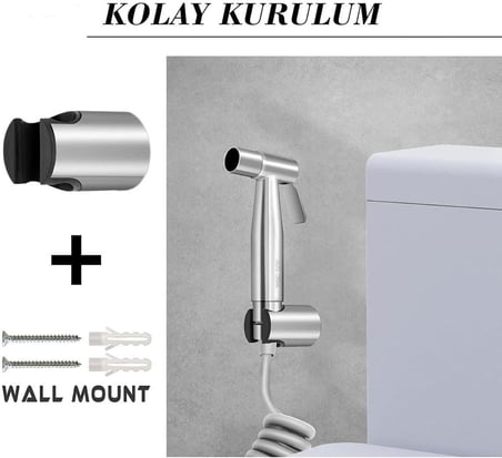 Paslanmaz Çelik Tuvalet Musluk Lavabo Bide Seti Kademeli Jet Püskürtme Spiral Hortum Kolay Montaj