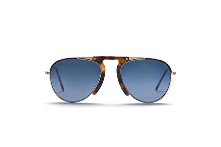 L.G.R Zeraf Gold / Havana Maculato 02 // Blue HD Unisex Güneş Gözlüğü