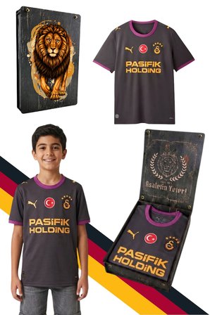 GS FRM 045 785016 GALATASARAY ORJİNAL LİSANSLI PUMA 2026/2027 DEPLASMAN SİYAH ÇOCUK  FORMA UV KUTULU
