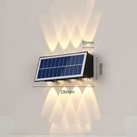 20W Güneş Enerjili Dış Mekan Bahçe Duvar Lambası - Cata Kos Solar LED Aplik - IP65 Su Geçirmez, 3200K Gün Işığı &amp; Amber Dekoratif Aydınlatma (Gün Işığı)