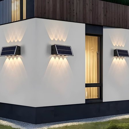 20W Güneş Enerjili Dış Mekan Bahçe Duvar Lambası - Cata Kos Solar LED Aplik - IP65 Su Geçirmez, 3200K Gün Işığı &amp; Amber Dekoratif Aydınlatma (Gün Işığı)
