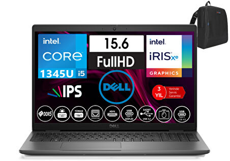 Dell Latitude 3550 Intel Core I5 1345U 16GB Ddr5 512GB SSD  15.6" Fhd IPS Freedos Taşınabilir Bilgisayar WN005L35501502+ZETTAÇANTA