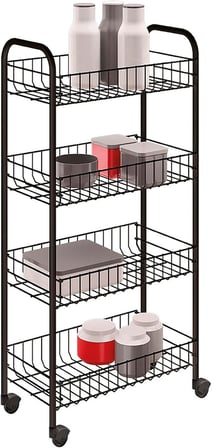 Metaltex PISA ANIVERSARIO - Tekerlekli 4 Katlı Plastik Kaplamalı Çok Amaçlı Taşıma Arabası. Renk Siyah Boyutlar: 41 x 23 x 84 santimetre