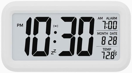 MR LED Ekranlı Dijital Masa Saati &amp; 2 Alarm Kademeli Kronometre Seti – Alarm, Tarih, Sıcaklık Göstergeli Modern Masa Saat Seti (BEYAZ Kronometre)