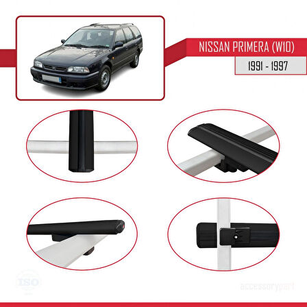 Nissan Primera (W10) Traveller 1991-1997 Arası ile Uyumlu BASIC Model Ara Atkı Tavan Barı Siyah 2 Adet