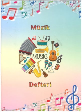 Müzik Defteri Büyük Boy A4 40 Yaprak Karton Kapak Sol Anahtarlı Kareli Müzik Defteri 1 Adet Ten Rengi