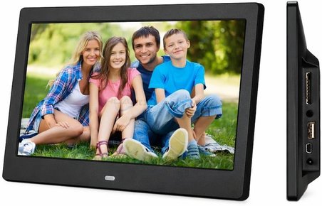 Dijital Fotoğraf Çerçevesi, 7 İnç / 10 İnç, Siyah, USB ve SD Kart Destekli, Video Müzik Saat Takvim, Kumandalı (İnç, 10)