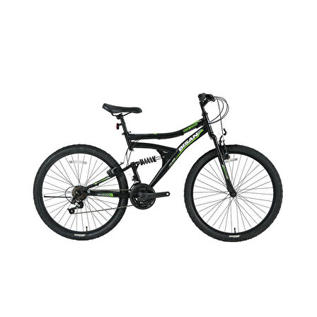 Bisan MTS 4300 Çift Amortisör 46 cm 26 Jant Dağ Bisikleti Mat Siyah / Yeşil
