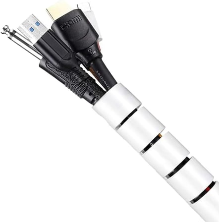 1 mt x 22 mm Spiral Boru Kablo Kanalı Kablo Fiş Düzenleyici Toplayıcı Kordon Kablo Tutucu Beyaz (2 ADET)