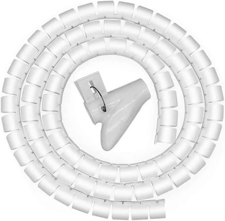 1 mt x 22 mm Spiral Boru Kablo Kanalı Kablo Fiş Düzenleyici Toplayıcı Kordon Kablo Tutucu Beyaz (2 ADET)