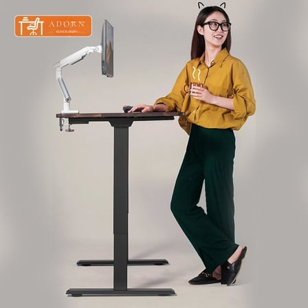 Adorn İstanbul - Yüksekliği Ayarlanabilir Ergonomik Bilgisayar &amp; Çalışma Masası - Tek Motorlu (2 Hafızalı) (Ceviz, 160 * 60)