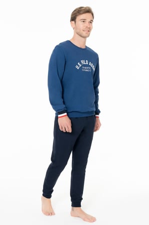 Erkek Bisiklet Yaka Uzun Kollu Pijama Takımı S26943 BANTLI PAÇA RAHAT KUMAŞ CEPLİ