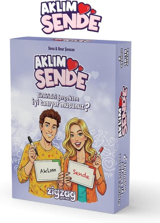Aklım Sende, Çiftler için Eğlenceli Kart Oyunu, 2 Kişilik Aşk ve Uyum Testi Kart Oyunu Kutu Oyunu