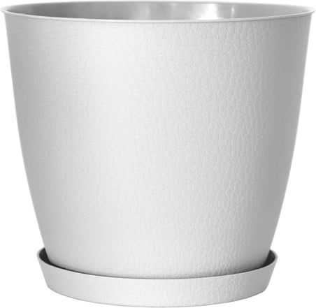 Pina Saksı Tabaklı Drenaj Delikli Plastik Çiçek Saksısı (2 Adet, Beyaz, 2.5 Litre)