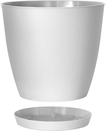 Pina Saksı Tabaklı Drenaj Delikli Plastik Çiçek Saksısı (2 Adet, Beyaz, 2.5 Litre)