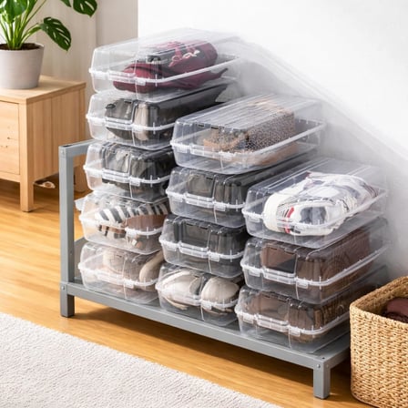 Kadın Set Şeffaf Ayakkabı Saklama Kutusu Taşıma Saklama Kabı Organizer İstiflenebilir Plastik Ayakkabılık (4)