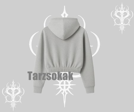 Kapşonlu Crop Sweatshirt Foodie Panda Tatlı ve Sevimli Panda Baskılı