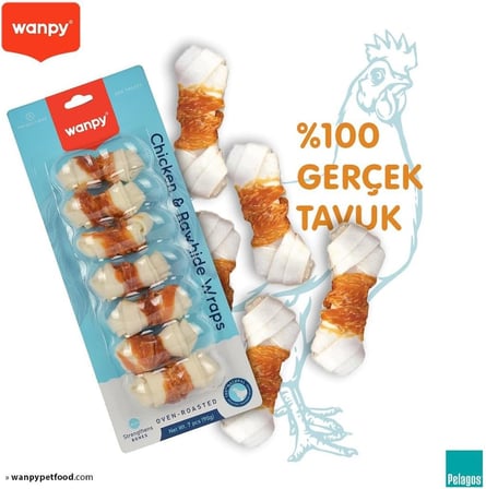 Tavuk Sargılı 7'Li Çiğneme Kemiği 90 Gr Köpek Ödülü (7 x 90 gr)